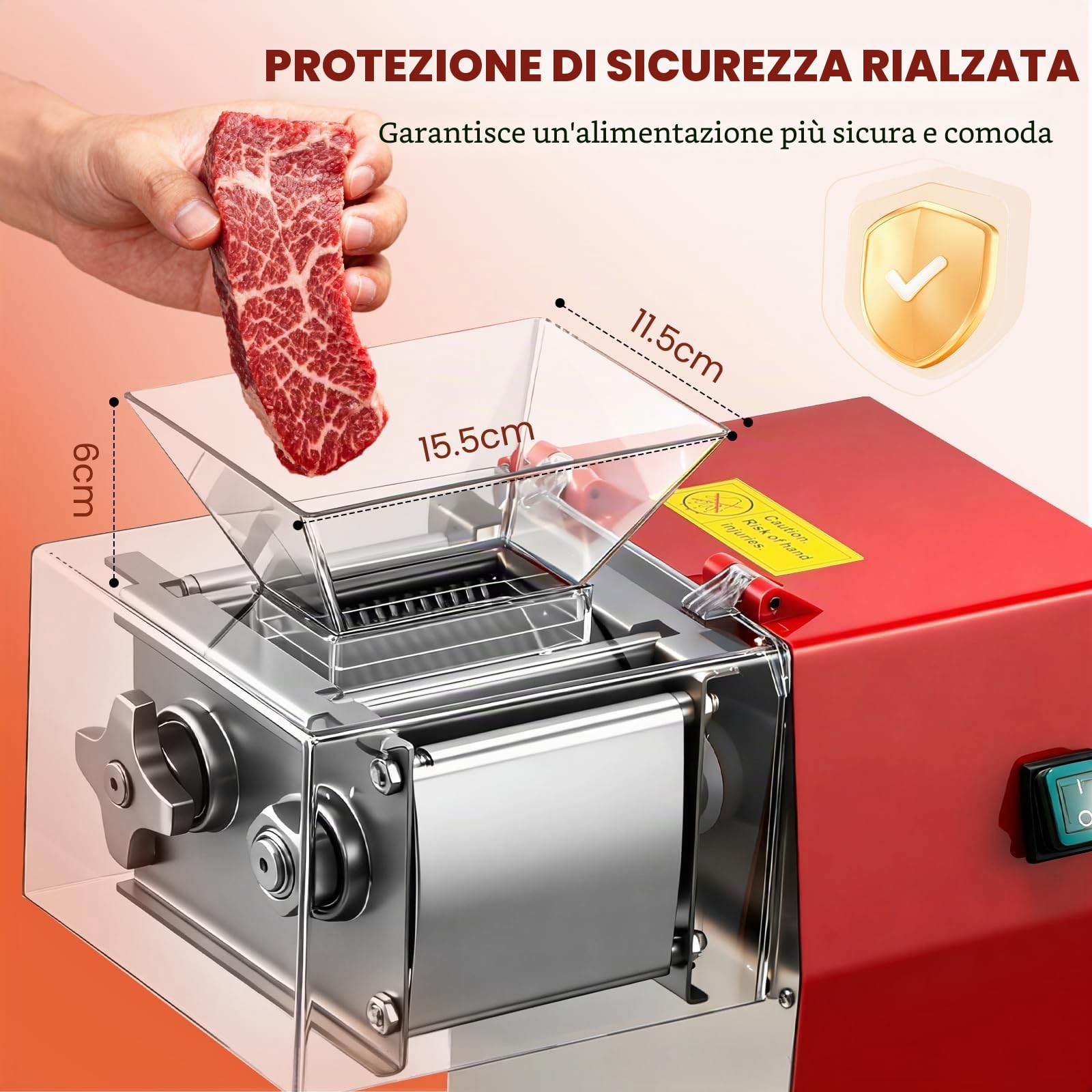 NEWTRY Affettatrice carne commerciale 850W 5mm Gastro taglio cubetti | Acciaio inox, motore potente, facile da pulire, durevole, versatile per macellerie, ristoranti, alta efficienza, lame precise