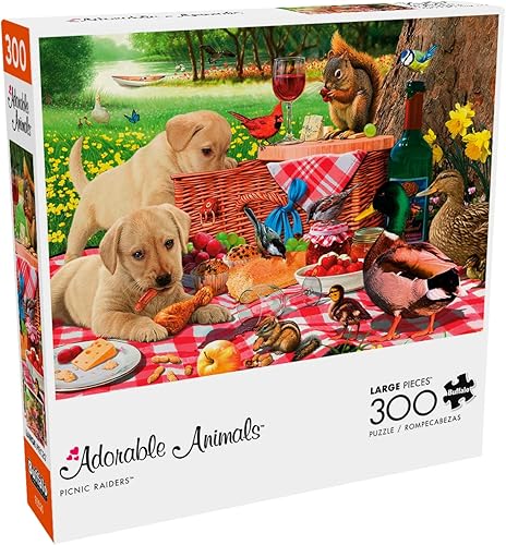 Buffalo Games - Picnic Raiders - Rompecabezas de 300 piezas grandes, color rojo