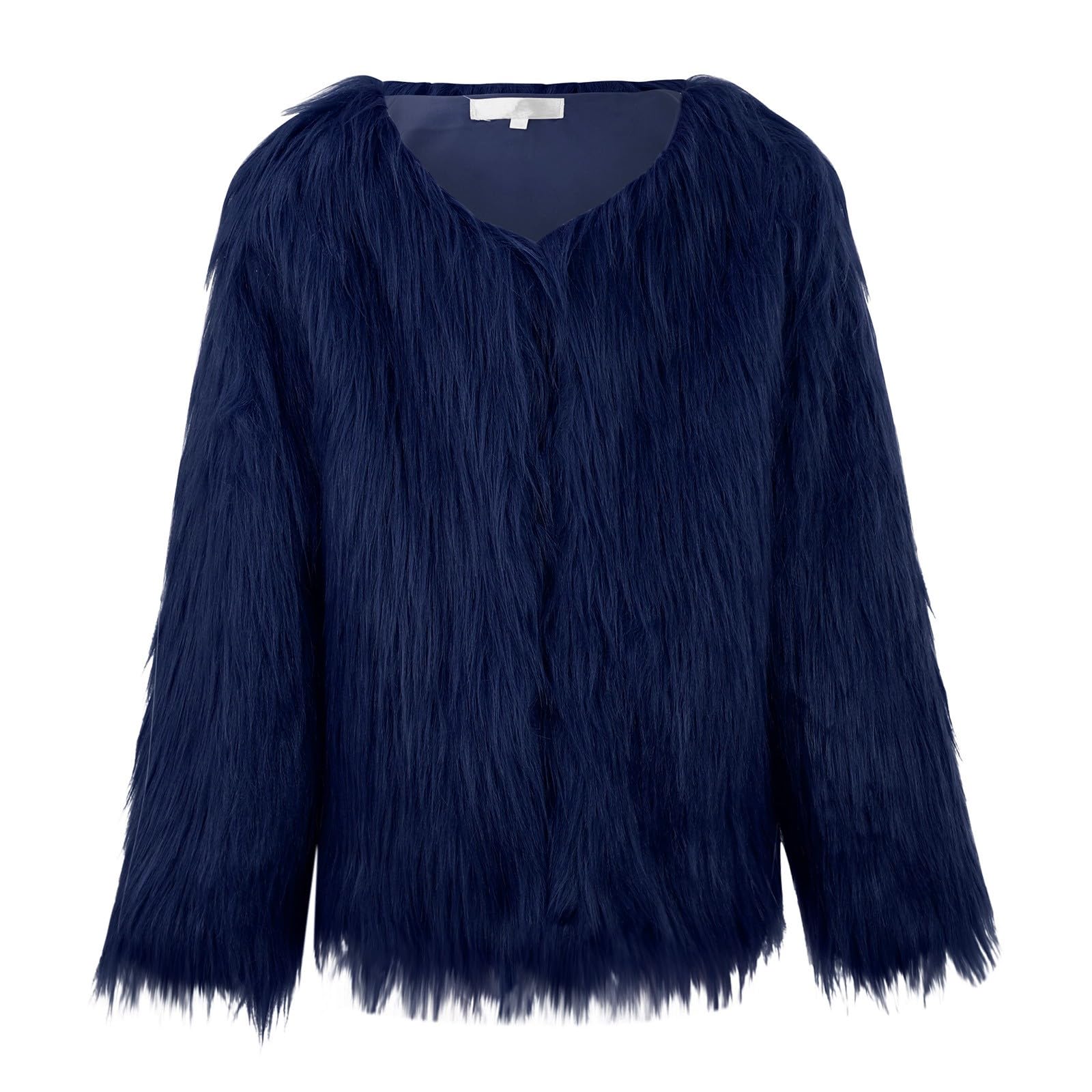 Girls Winter Faux Furry Coats Toddler Baby Windproof Fleece Shaggy Jacket Kids Long Sleeve Thick (Dark Blue, 5 Years)