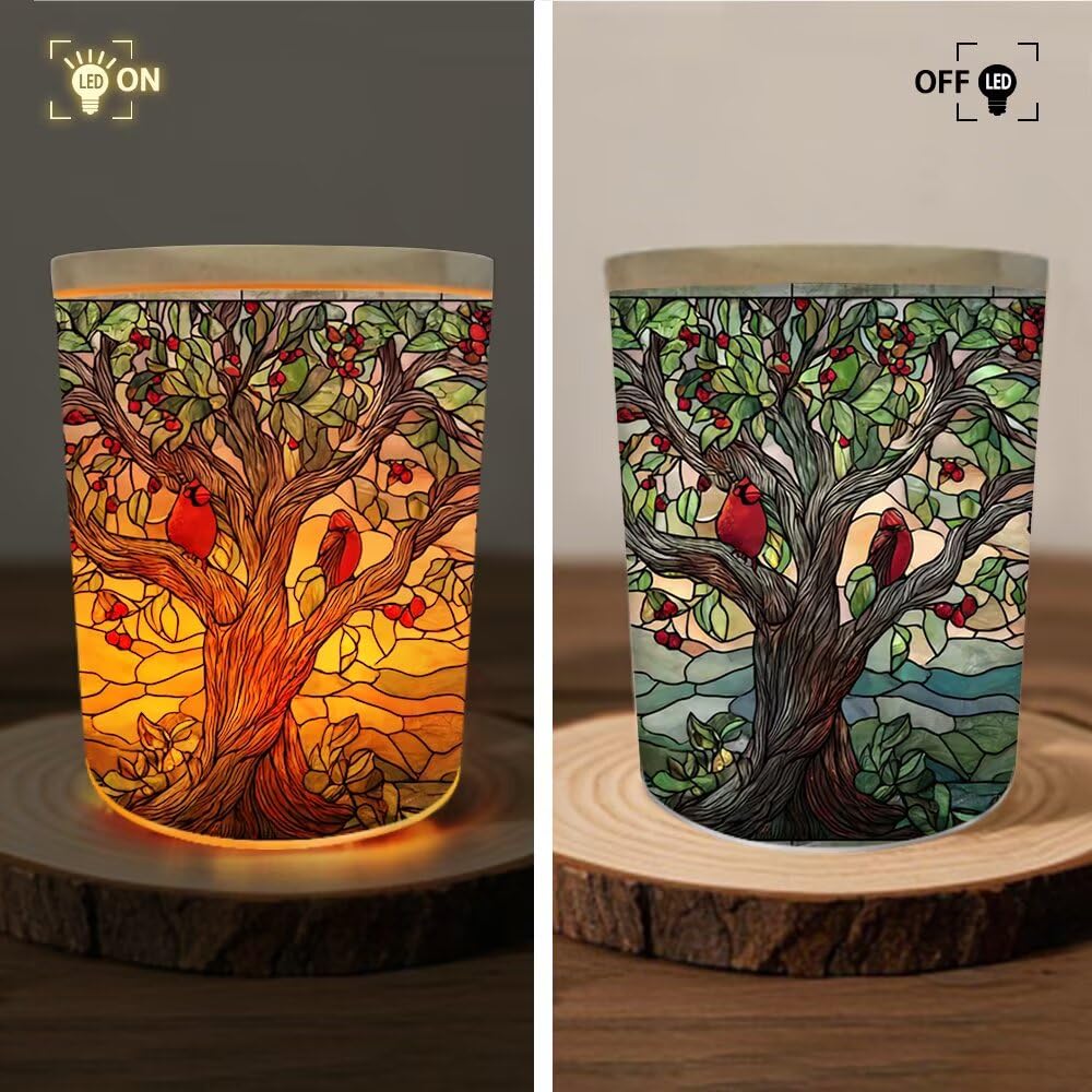Photophore arbre de vie en verre teinté pour bougie chauffe-plat, porte-bougie cardinal, lampe pour Saint-Valentin, fête, centre de table, salon