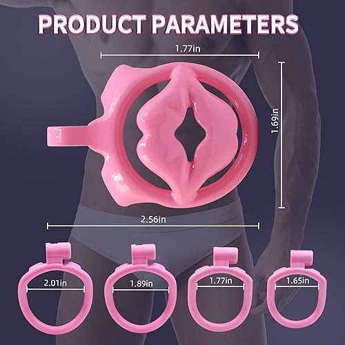 Vista 32 de Jaula de castidad Sissy - Jaula ligera para pene ABS + dispositivo de castidad de resina, juguetes sexuales para adultos con 4 tamaños diferentes