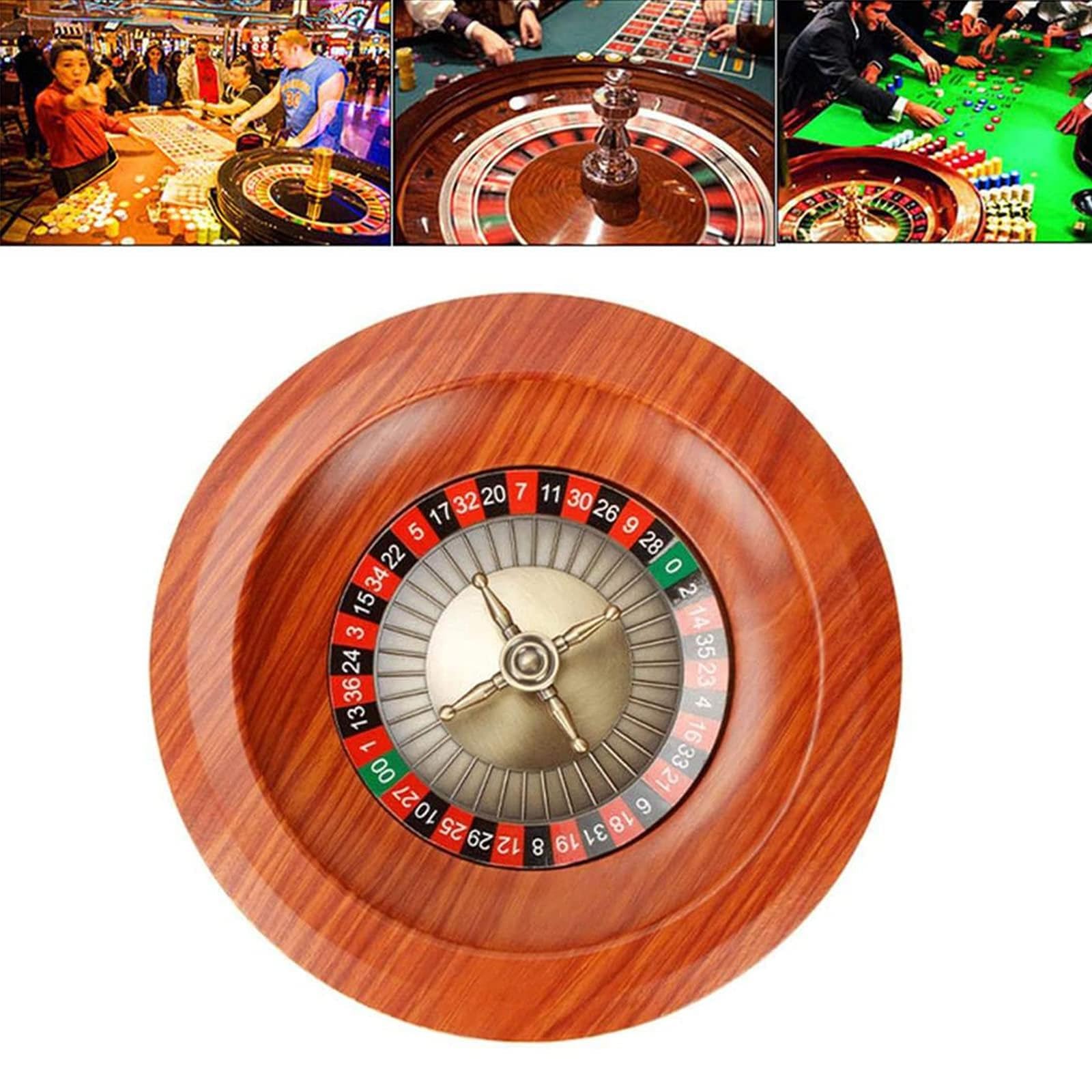 Set da Gioco con Ruota della Roulette da 12 Pollici, Tavolo da Roulette Russo in Legno, Gioco a Premi, Giradischi, Intrattenimento Desktop per Adulti
