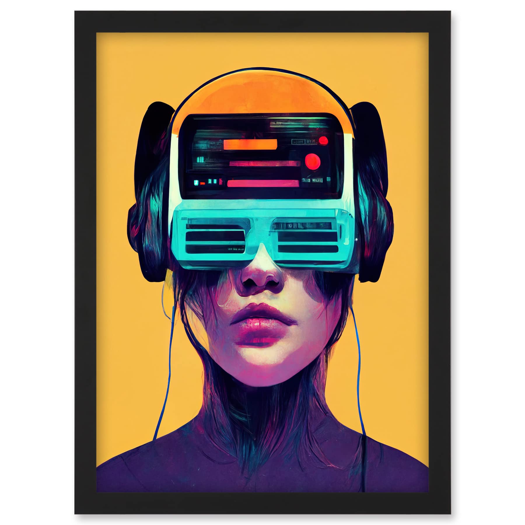 Doppelganger33 LTD The Gamer Streaming VR Headset Retro Futurist Kids Artwork Framed A3 Wall Art Print