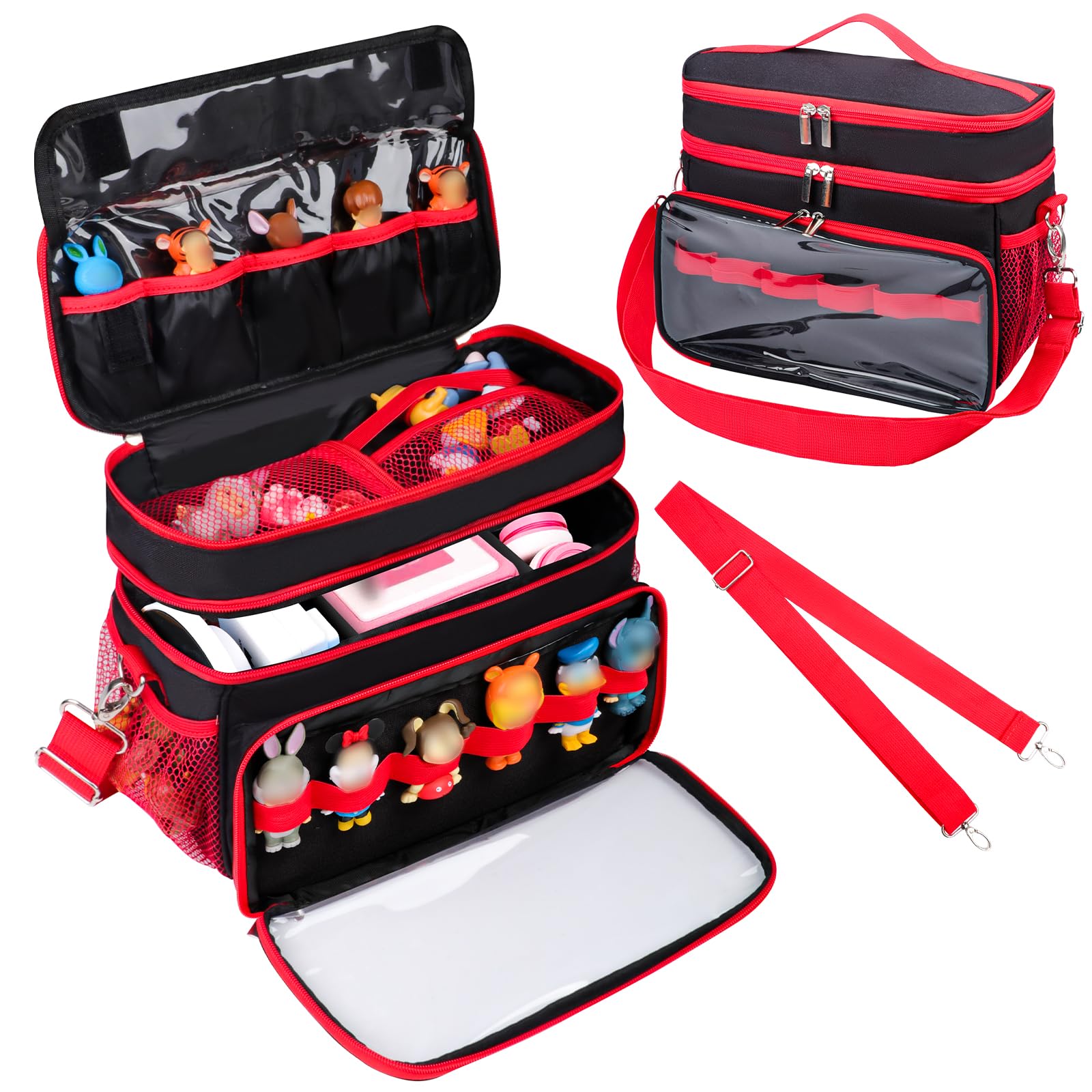 Tesuko Carrying Case Compatible with Toniebox Starter Set, Double Layer Storage Bag for Tonies Figures Characters, Portable Travel Organizer Case with