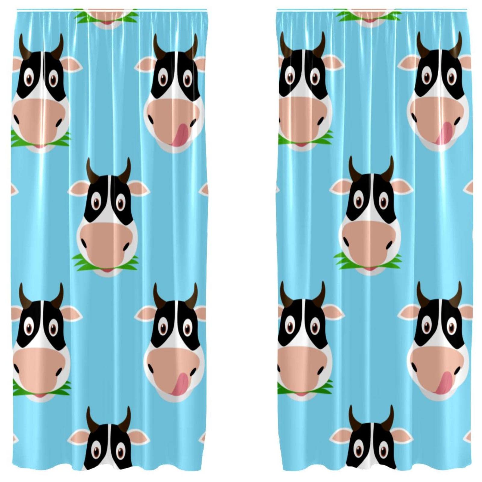 Rideaux occultants en microfibre opaque motif vache de dessin animé