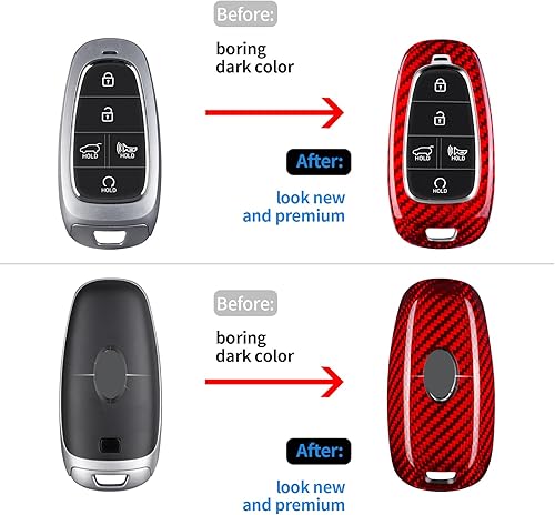 Miniatura 3 de T-carbon Funda para llavero Hyundai, Rojo -