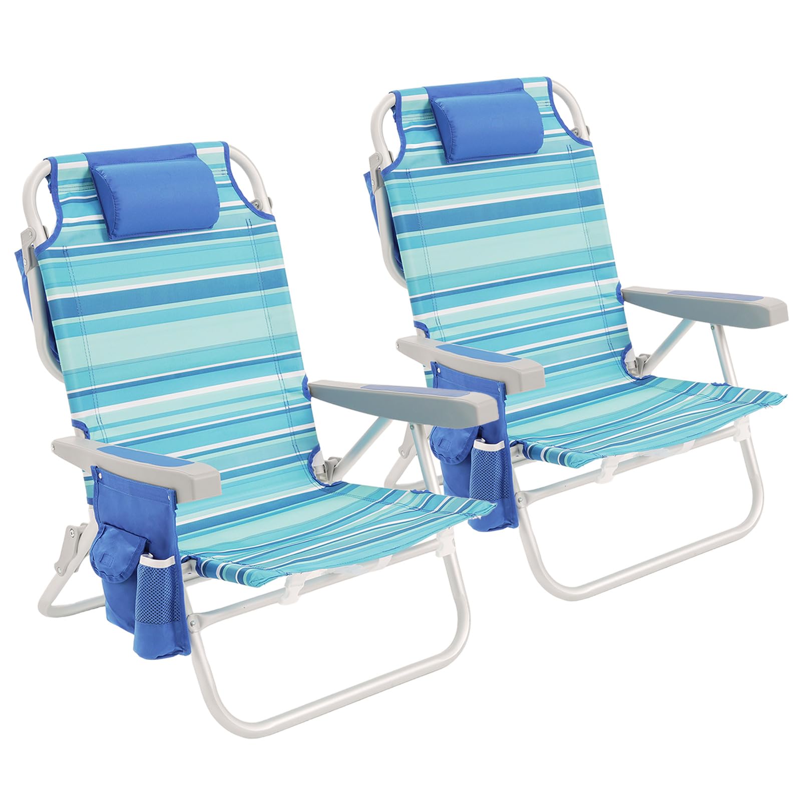 Amazon.com: SUNNYFEEL Low Beach Chair 2 Pack 5 Position Lay Flat