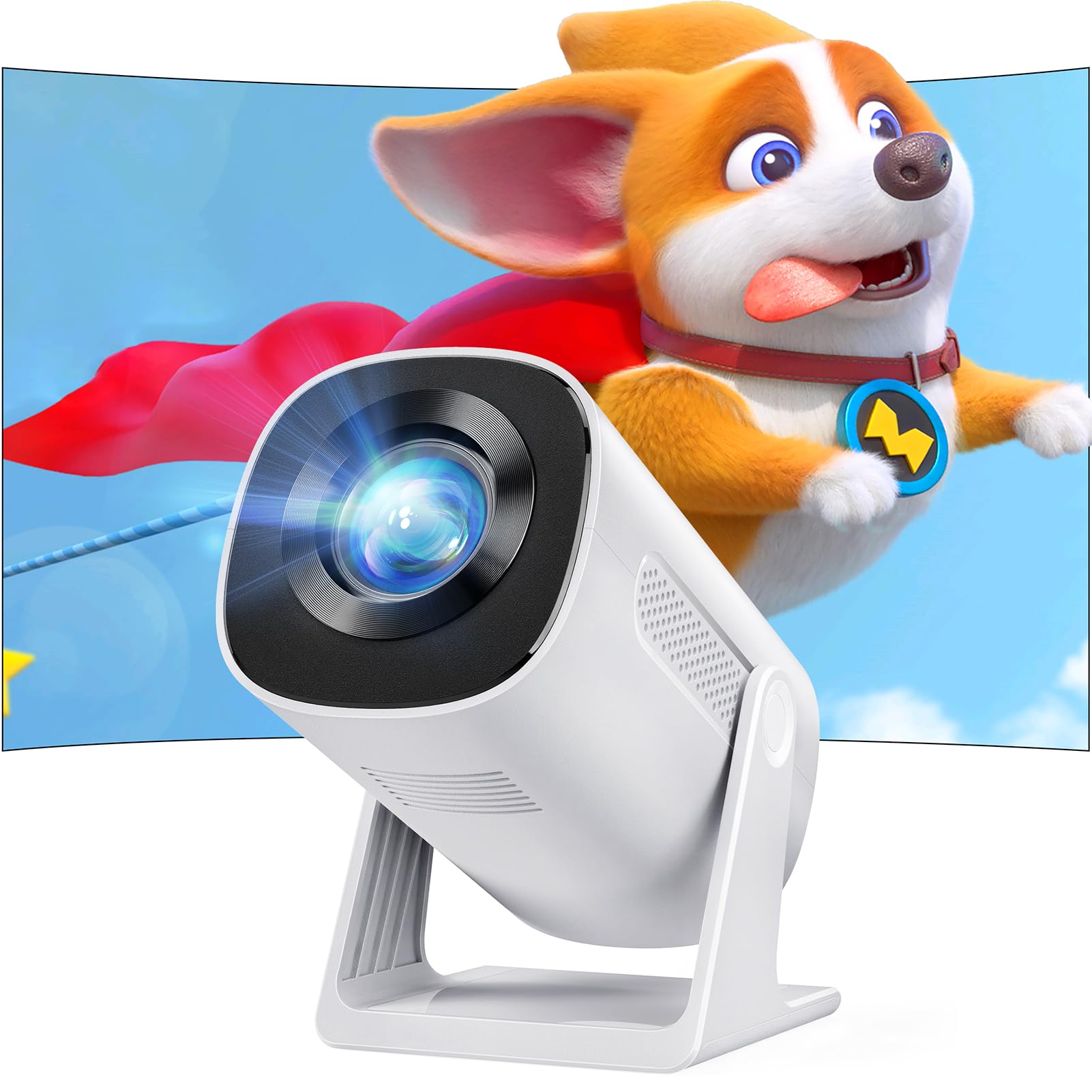 Mini Proyector Portátil【Auto Keystone】AKIYO O3 Proyector Bluetooth Full HD 1080P, 15000L Proyector Giratorio de 270° con Zoom 50%, Pantalla de 200 Pulgadas, Compatible con TV Stick/iOS/Android/USB/PS5