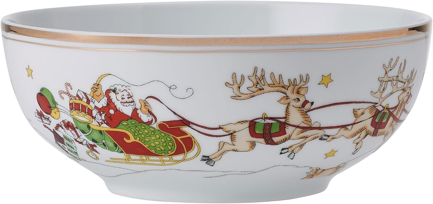 Fitz and Floyd St. Nicholas Gold Banded Holiday 16 Piece Dinnerware Set, Service for 4