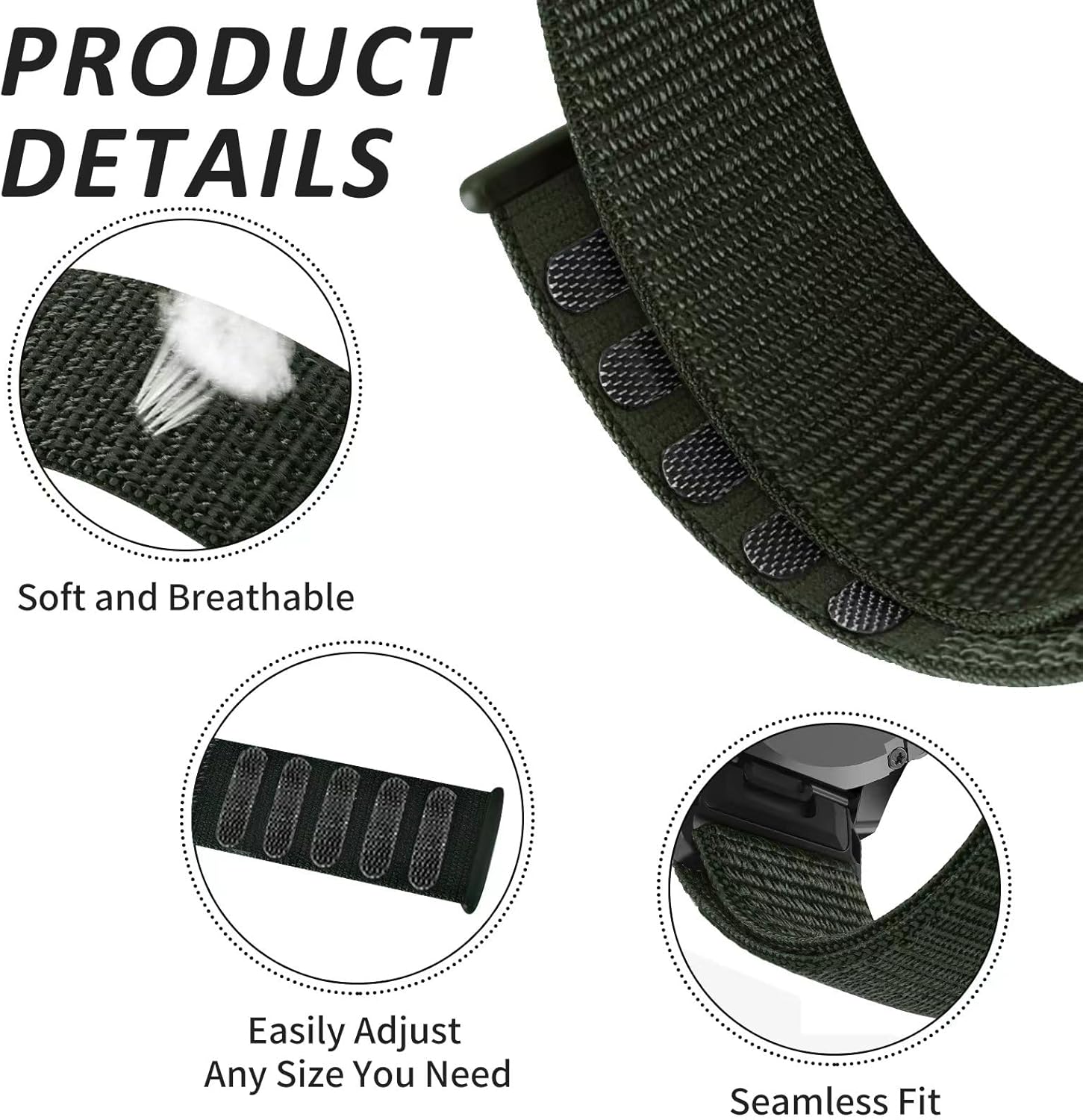 20mm Nylon Watch Bands for Garmin Fenix 8 AMOLED-43mm/7S Pro/7S/6S Pro/ 6S,QuickFit Sports Strap for Fenix 5S plus/5S/Descent Mk2s/Descent Mk3i 43mm/Approach S70/epix Pro 42mm - Image 4