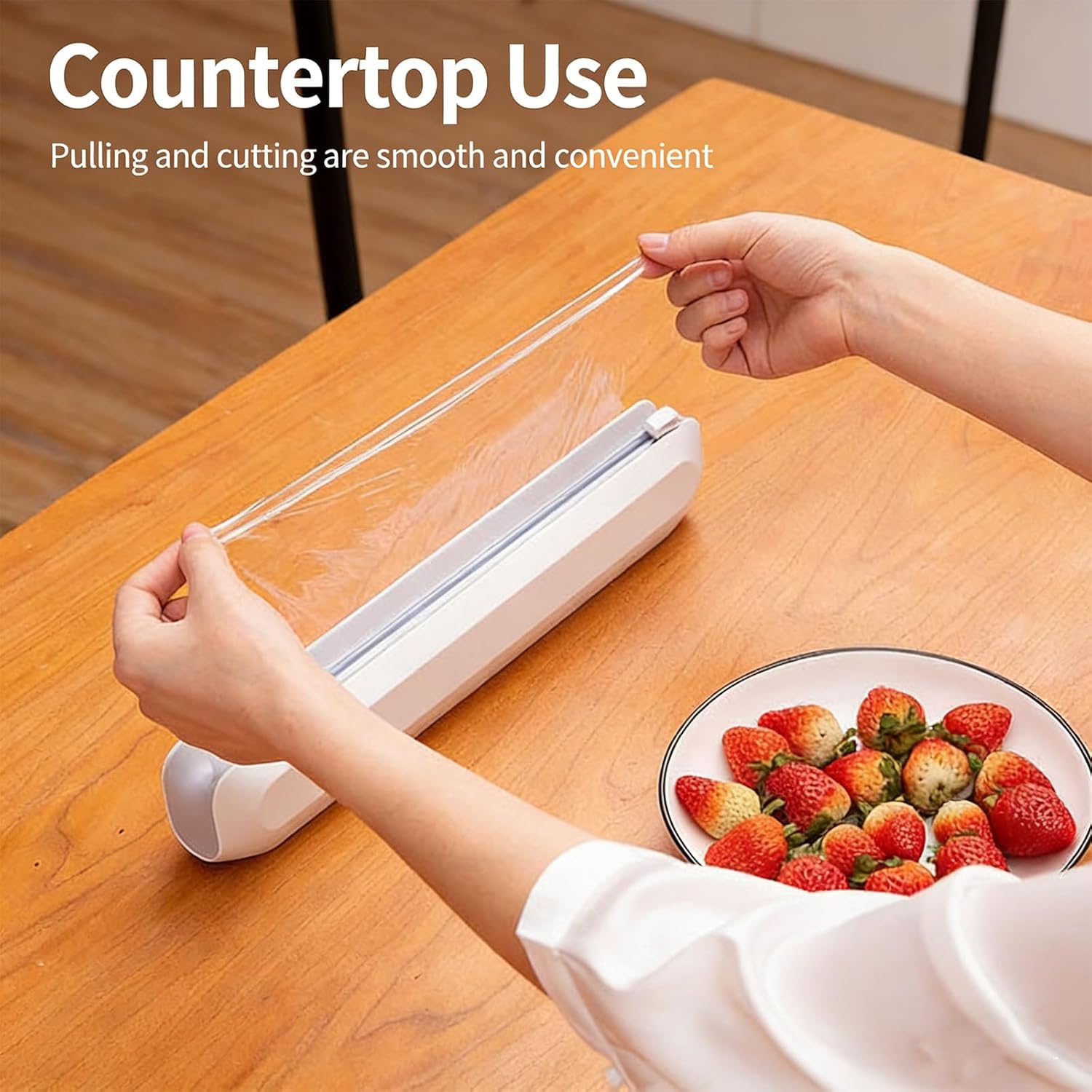 Magnetic Wrap Dispenser for Refrigerator, Magnetic Foil and Plastic Wrap Organizer, Aluminum Foil & Plastic Wrap Dispenser with Cutter - Easy One-Hand Operation, Space-Saving Kitchen Organizer (2)