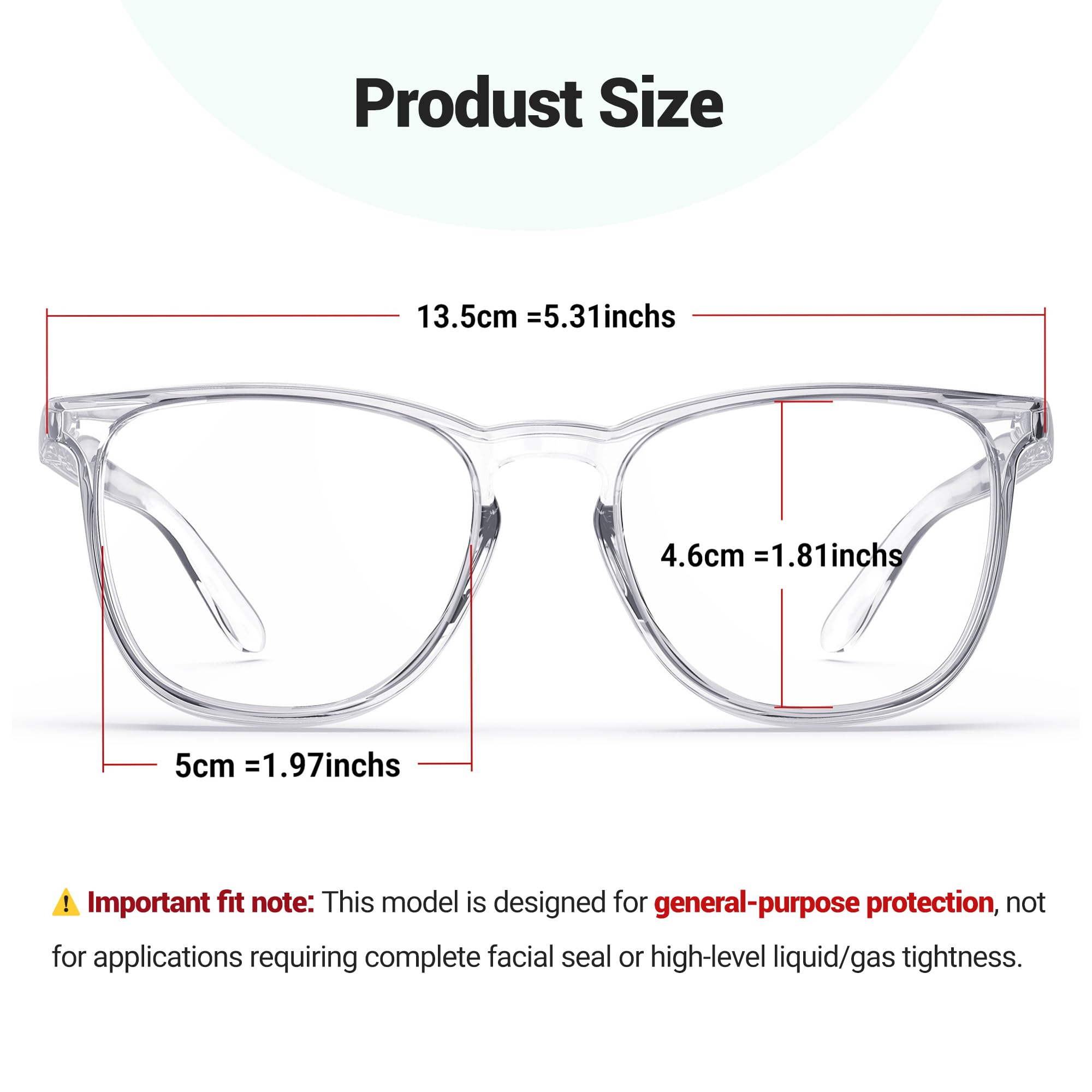 MORK&SUKY Lunettes de sécurité, lunettes élégantes sans lentille de brouillard, alternatives parfaites aux lunettes de protection ordinaires pour les travailleurs de la santé (transparent)