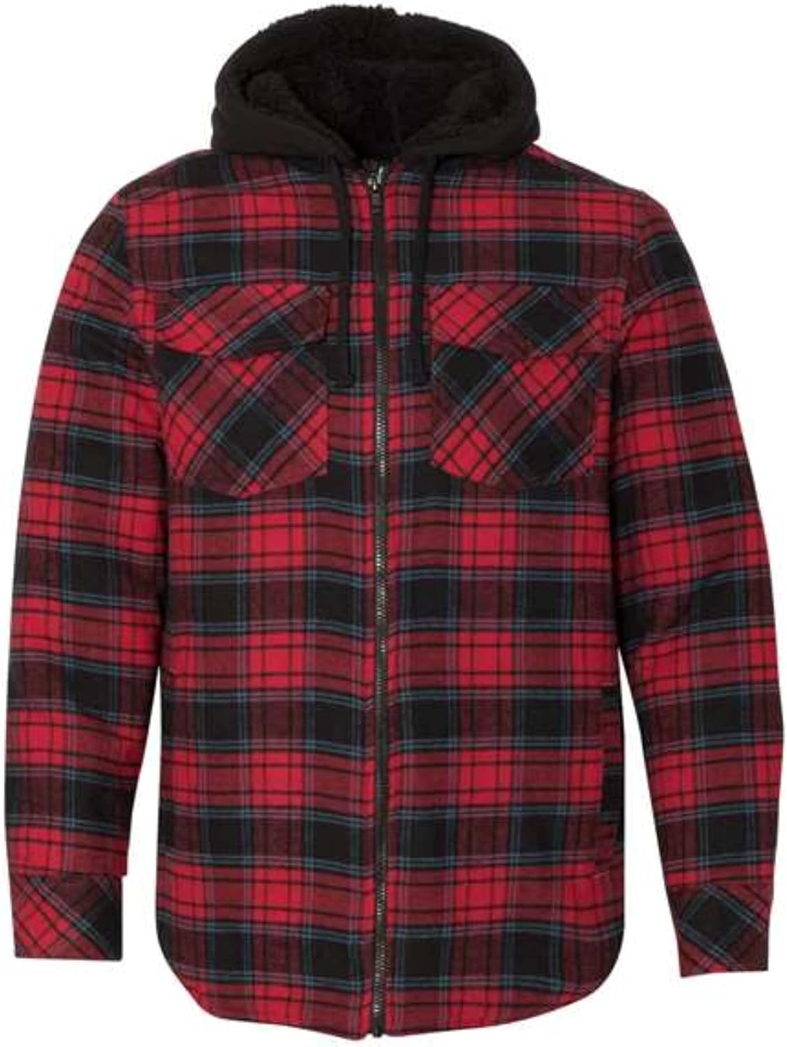 Burnside Men's Hooded Flannel Jacket S RED