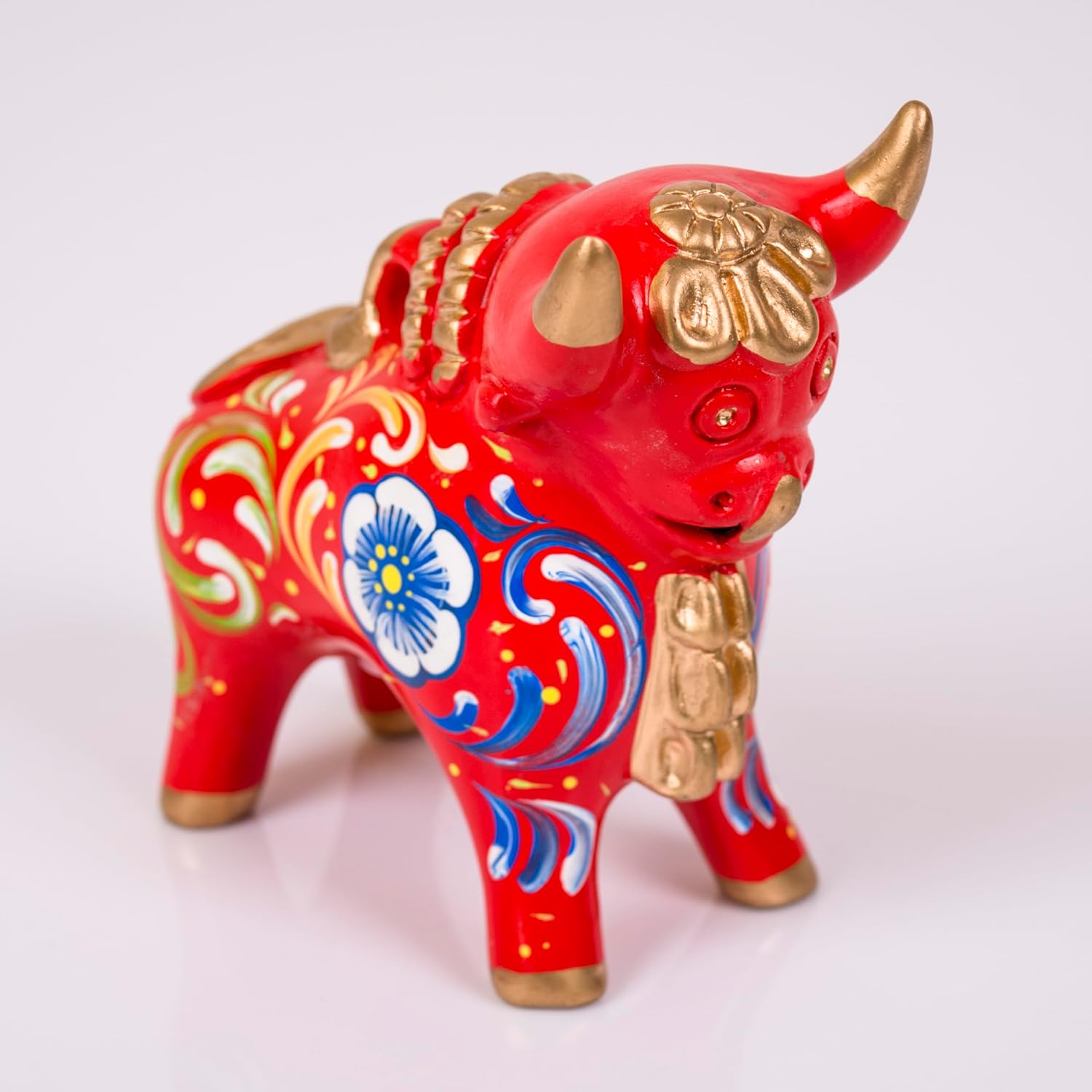 Toro de Pucara de cerámica roja peruana de 4.7 «de alto, arte popular de cerámica, Toro de Pucara, escultura peruana de toro, escultura de cerámica
