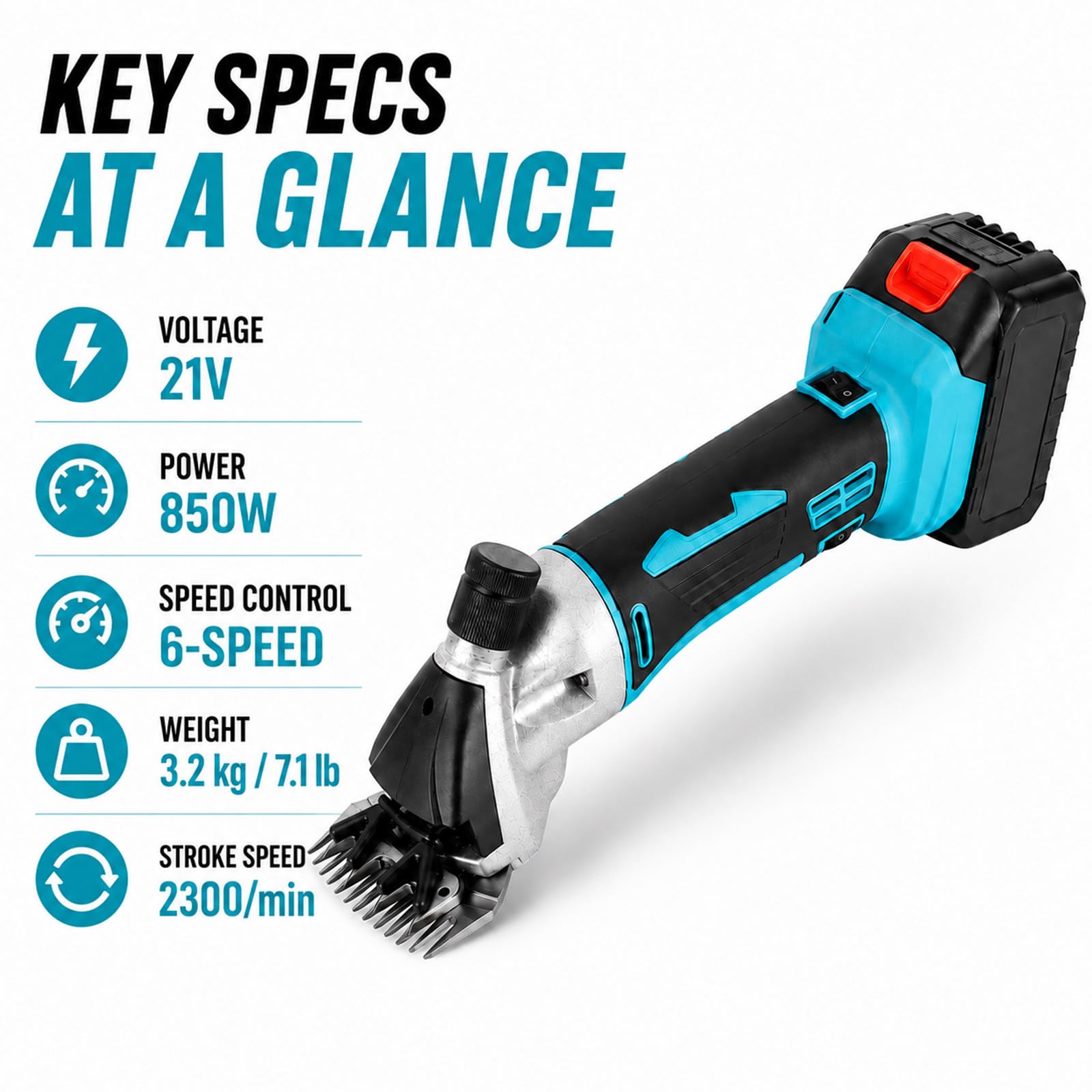 Tosatrice per Pecore 2 Batterie per Allevamento 9Tooth