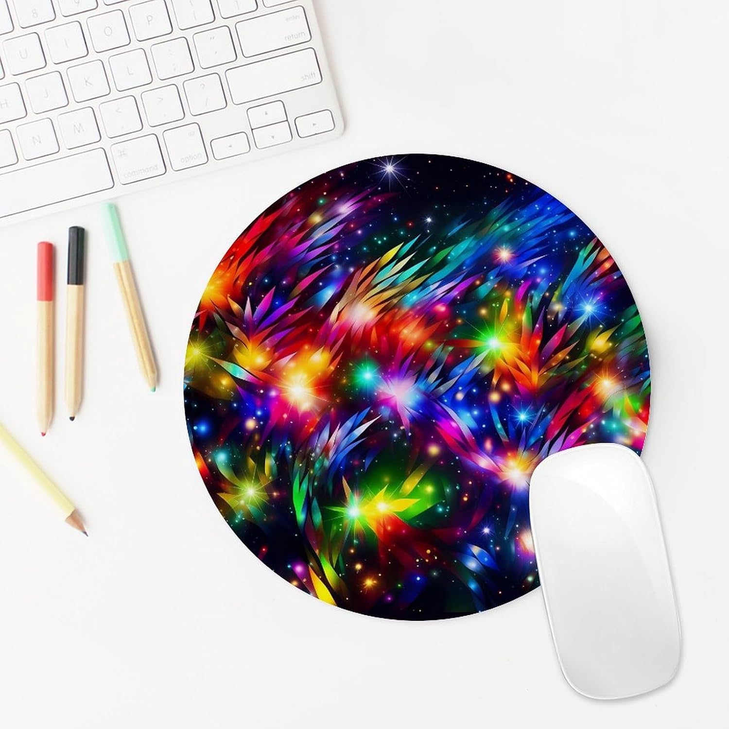 Bright Beautiful Colorful Art Round Mousepad Funny Small MouseMat with Non-Slip Rubber Base and Stitched Edge Gaming Mousepad for Home Office Dorm Desk Decor Accessories for Home Office Work 7.8x7.8 image 5