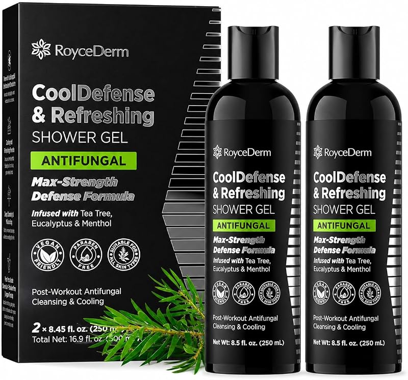 Sabonete líquido corporal Roycederm Cooldefense com óleo de melaleuca e mentol, sem SLS, pacote com 2
