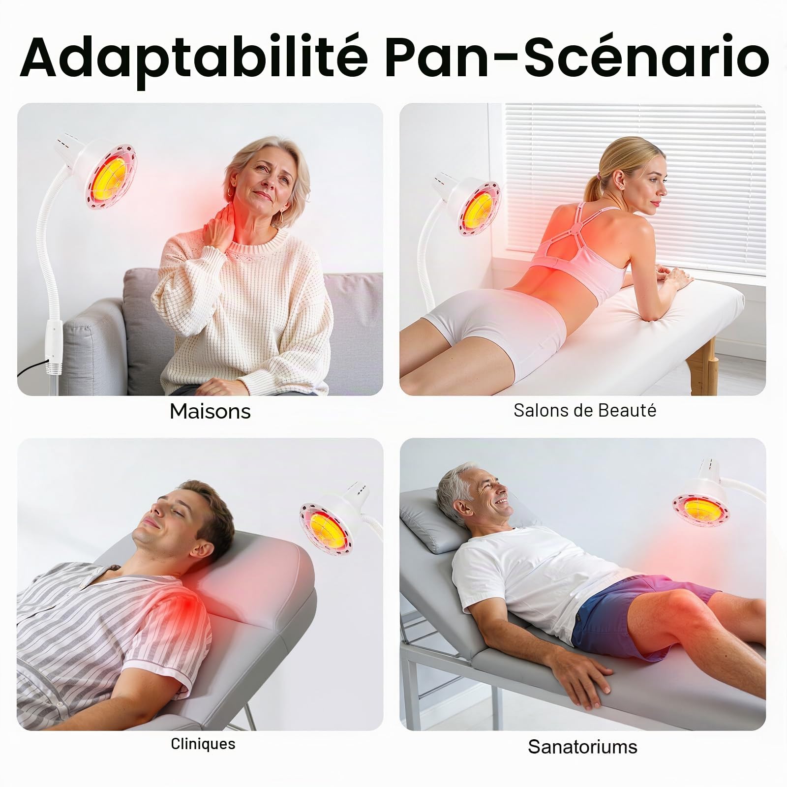 Lampe infrarouge 275 W - Lampe chauffante infrarouge avec support - Lumière infrarouge - Température réglable - Projecteur rouge pour la légèreté des douleurs musculaires