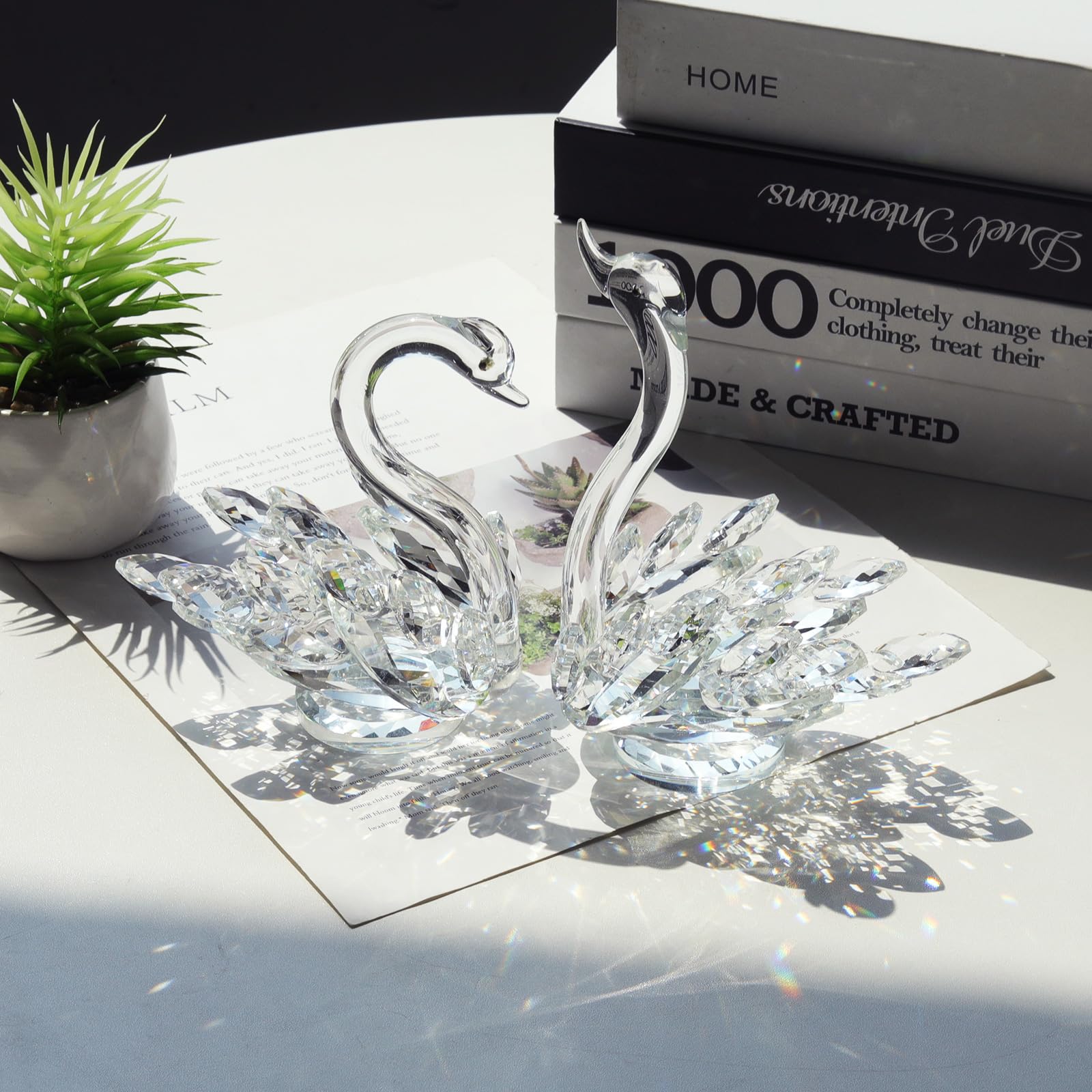 JATYFING 2pcs Crystal Swan Set
