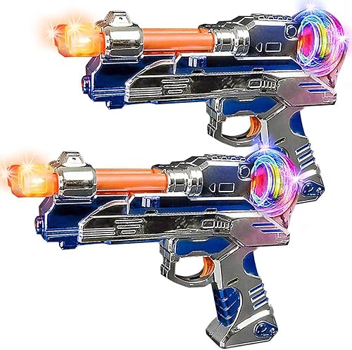 ArtCreativity Super Spinning Space Blaster - Juego de pistola de juguete con LED intermitentes y efectos de sonido, juego de 2, pistolas de juguete
