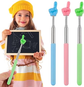 3 Pack Telescoping Pointer for Teachers Classroom - Extendable Hand Finger Pointers Kids Reading - Retractable Pointing Stick