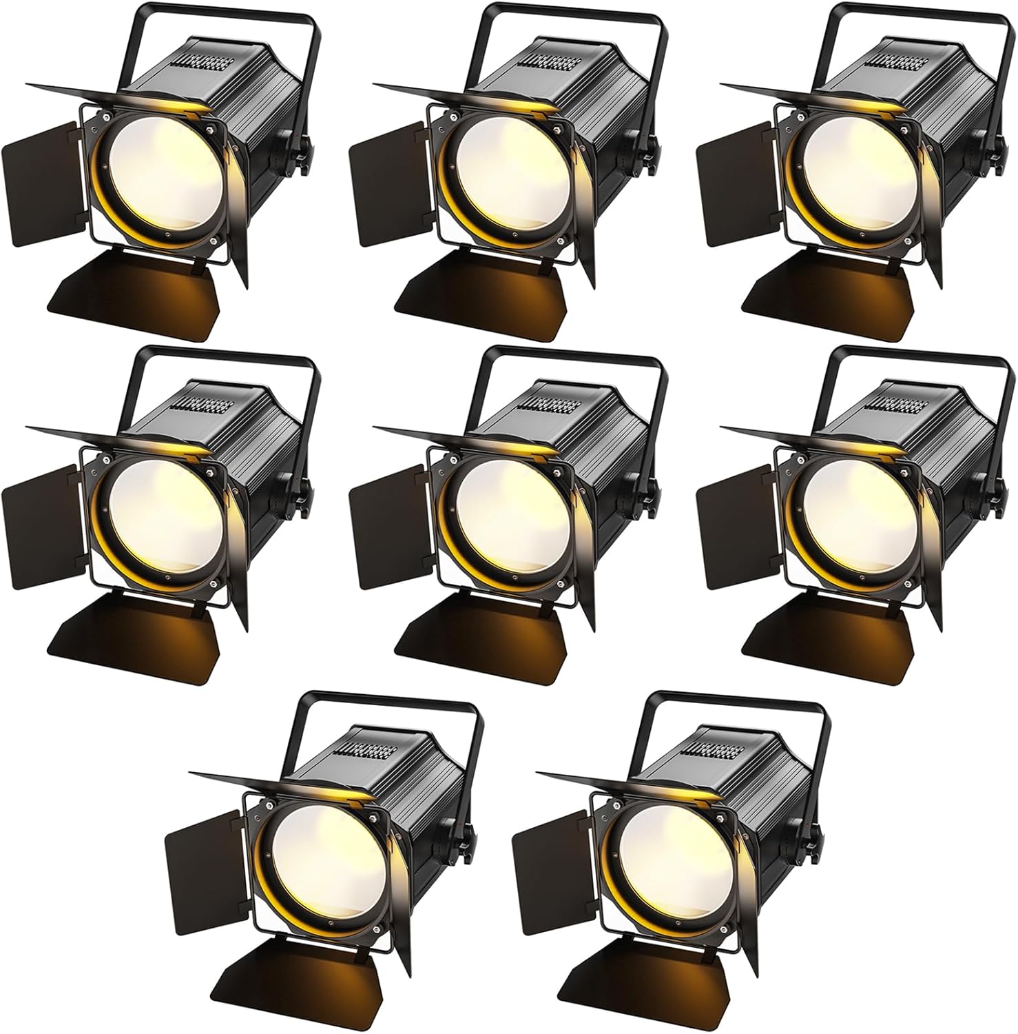 Stage Lights with Barn Doors, 200W COB LED Par Can Lights Spotlights, 2 in 1 Cool White & Warm White DMX512 Sound Activated Uplights for Events Parties Wedding Theater Church Concert Dance 8Pcs