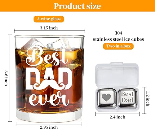 Miniatura 6 de Best Husband Ever Vaso de whisky antiguo de 11 onzas con 2 cubitos de hielo grabados para marido, aniversario de él, cumpleaños, día de San