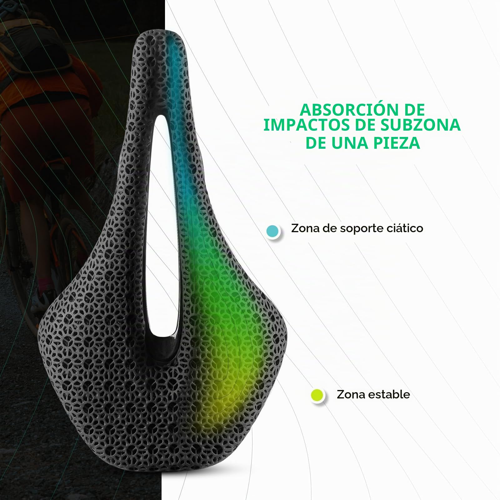 ROCKBROS Sillín de Bicicleta Impreso en 3D Cómodo Sillín Bicicleta Fibra de Carbono Ultraligero Asiento Ergonómico para MTB Bicicletas de Carretera