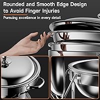 Vista 6 de Bandejas Calentadoras para Buffet, Paquete de 4 Bandejas Calentadoras Redondas de Acero Inoxidable de 5QT para Fiestas en Casa, Reuniones