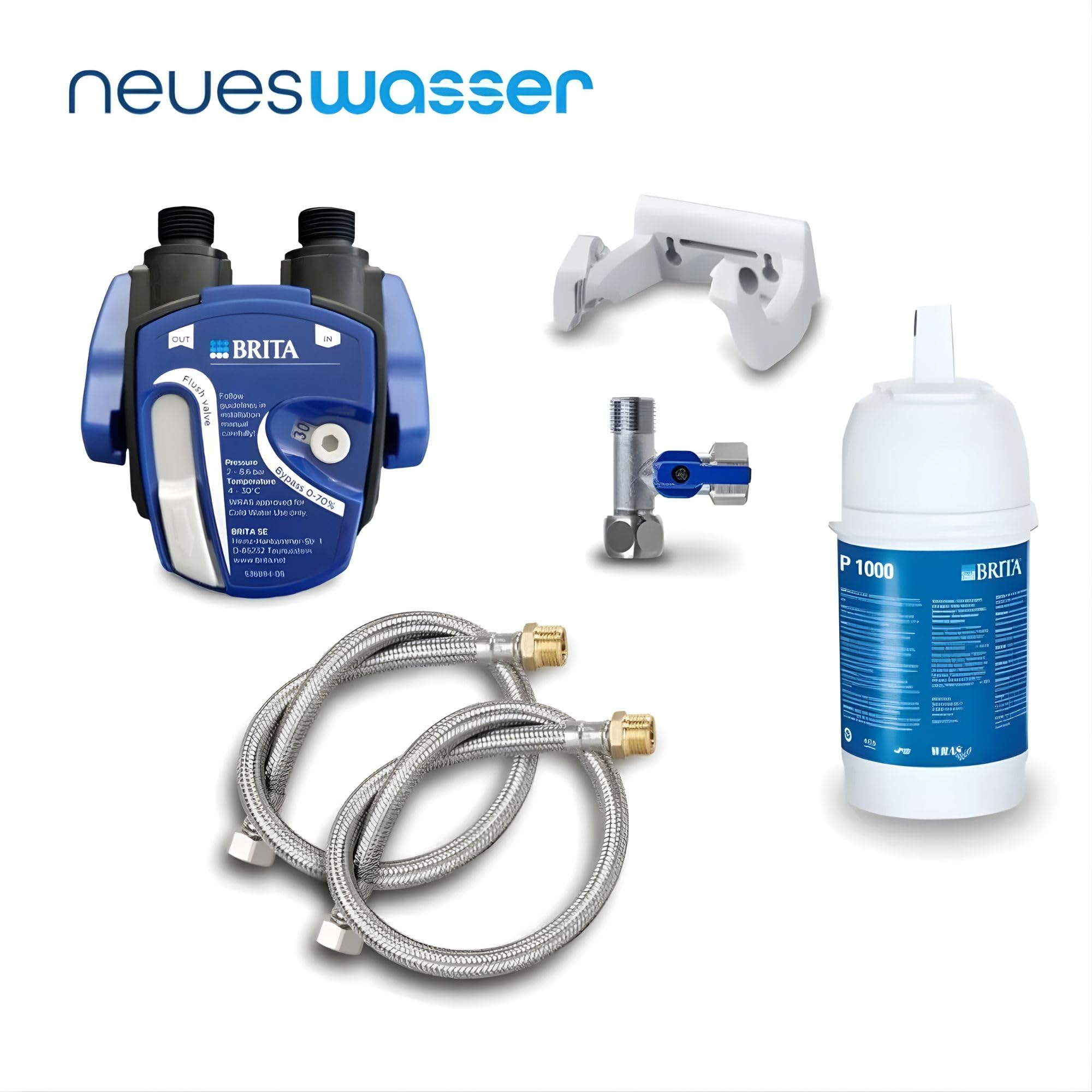 AORA | Système de filtre à eau sous évier avec robinet 1 voie | Compatible avec le filtre BRITA P1000 et la tête de filtre | Réduit le calcaire et améliore le goût | OSLO laiton chromé sans Digiflow
