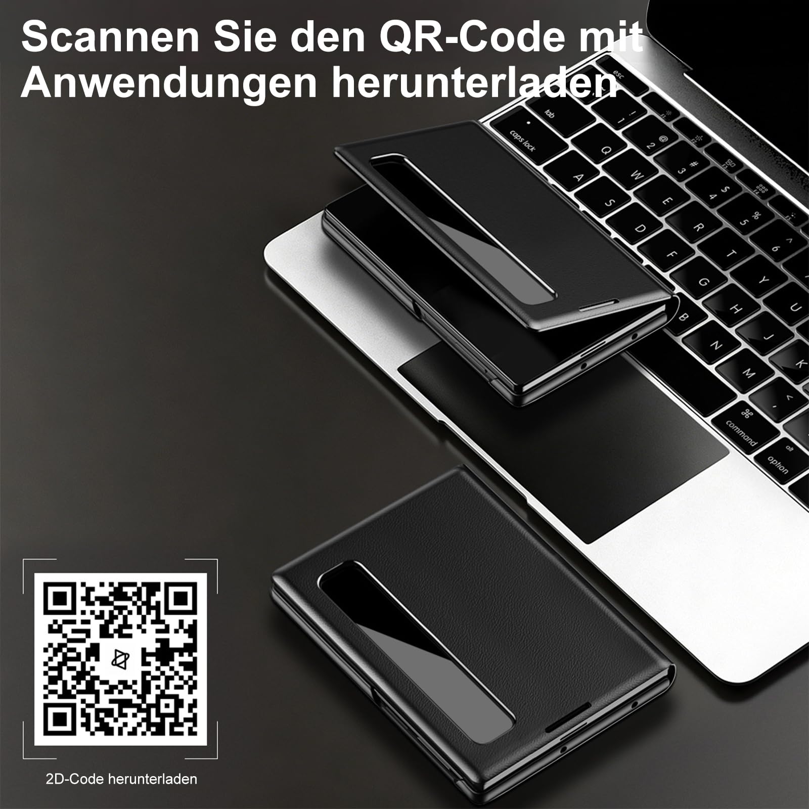Funda para Samsung Galaxy Z Fold 8, funda con ventana, con tapa, de piel sintética y PC, antigolpes, antihuellas dactilares, color negro