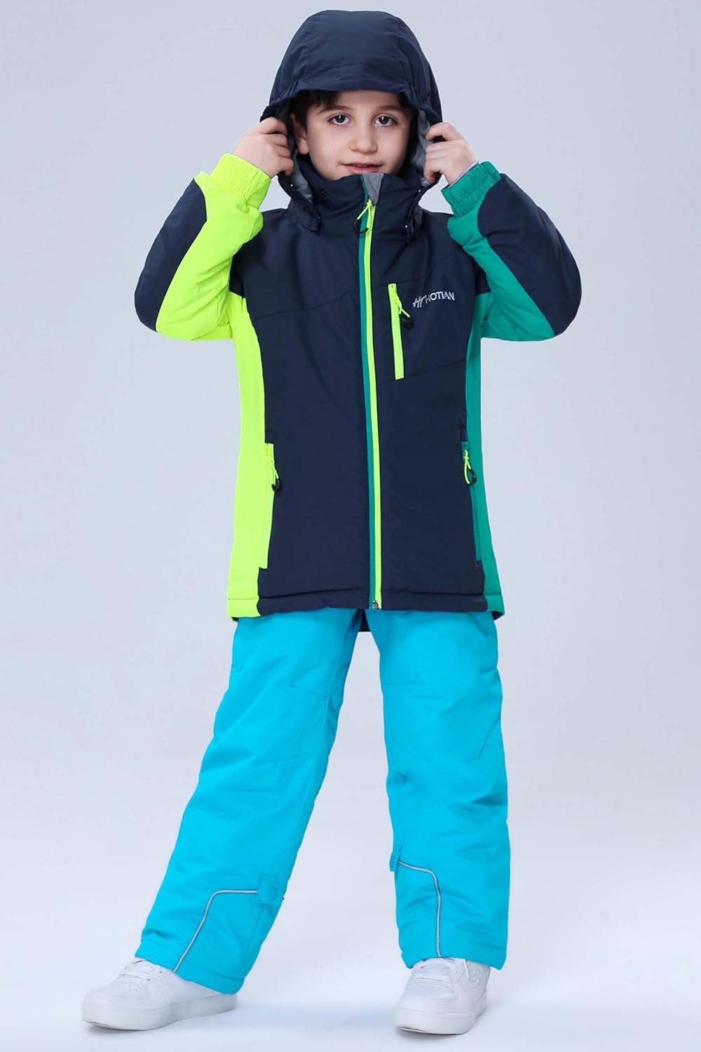 HOUZONIY Kids Ski Jacket Boys Windproof Winter Coat Warm Snow Outdoor Raincoats