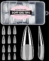 Vista 20 de Puntas de uñas de gel suave extra cortas en forma de almendra, 120 piezas Puntas de extensión de uñas con cobertura total pre-buf, puntas de uñas