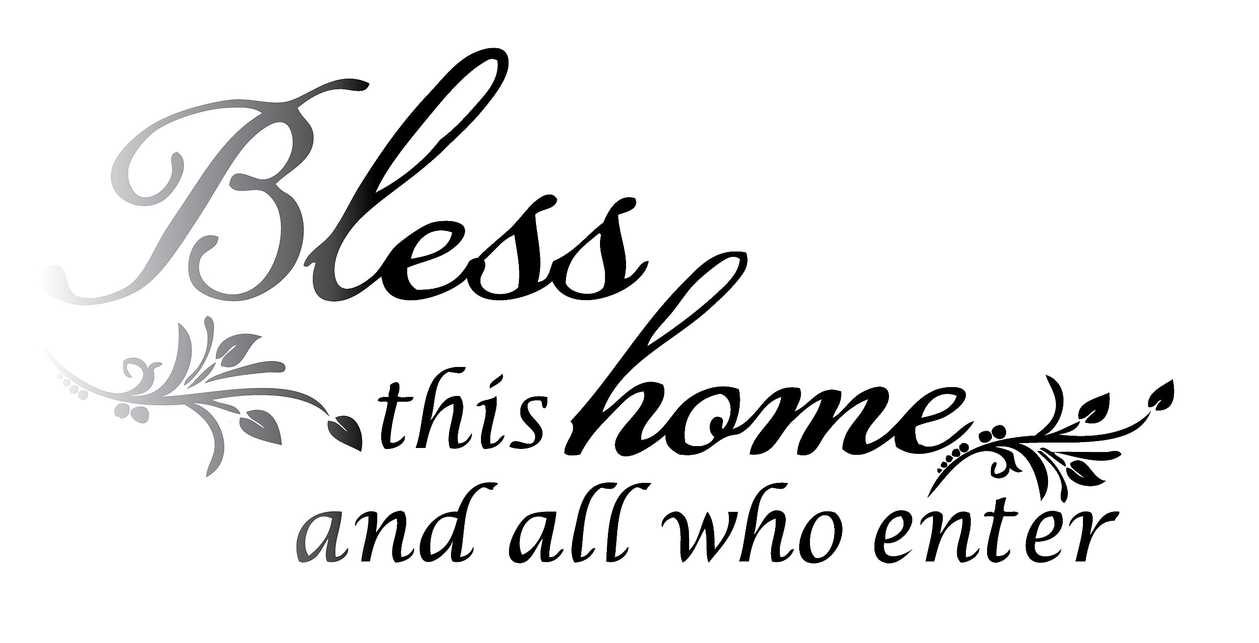Glossy Black 22'' X 10'' Bless This Home and All who Enter - Vinyl Wall Decal Entryway Living Room Décor Art Letters Quotes Stencil