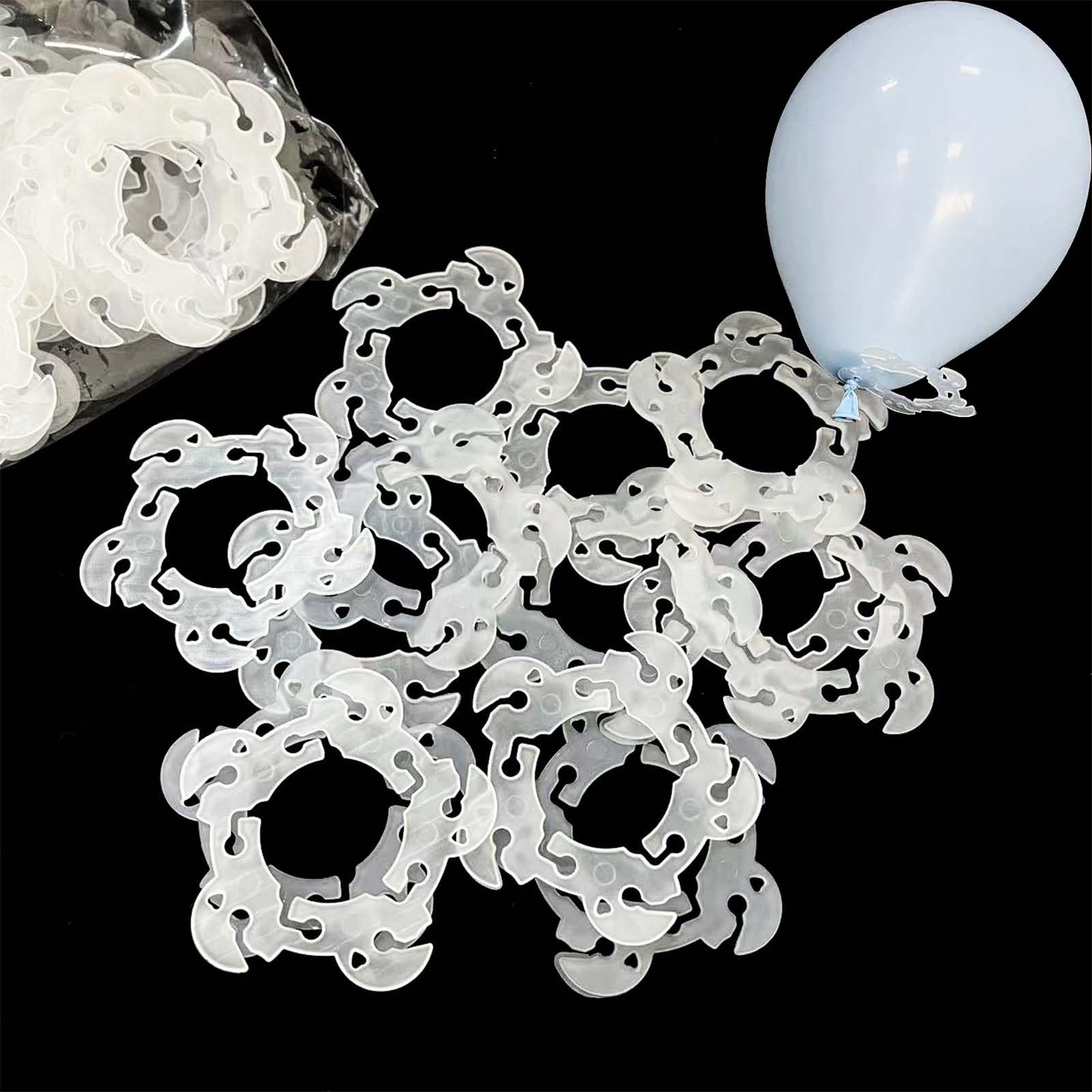 Globos Clips WISIRENT, 100 Piezas Clips de Conectores de Globo Clips de Globo con Forma de Flor, Clips de Globo Hebilla de Arco de Globo Portátiles para Decoración de Fiesta de Boda de Cumpleaños