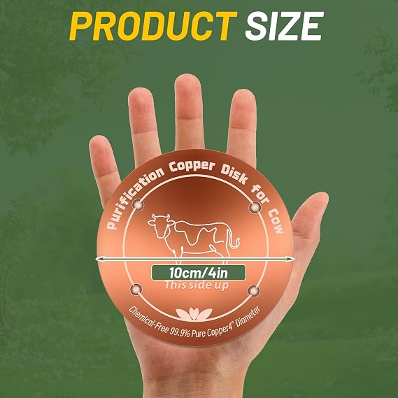 Copper Disk for Cattle Water Trough|4-inch Diameter,0.6mm Thick|99.99% Pure Copper Disc|Automatic Cattle Water Trough Purification Disk with 4 Point Support|Purify Water All Year Round