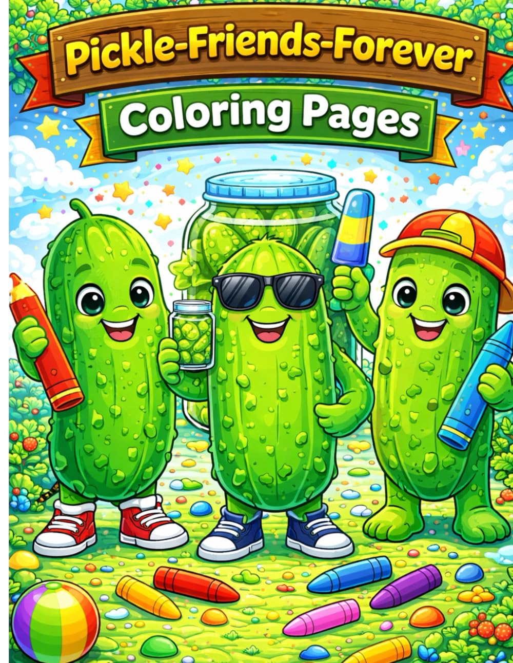 Pickle Friends Forever Coloring Pages: A Fun & Silly Coloring Book for Kids with Cute Pickle Characters