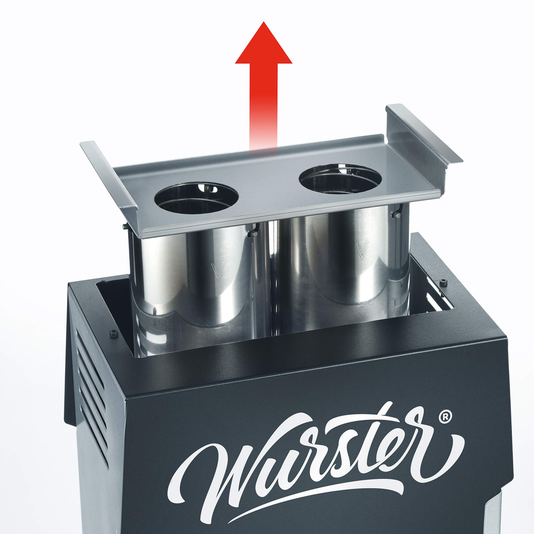 SEVERIN WURSTER, perfekt gebräunte Würstchen auf Knopfdruck in nur 5 Minuten, ohne Zugabe von Fremdfett, inkl. Holzzange, Schwarz, Edelstahl/Kunststoff, WT 5005