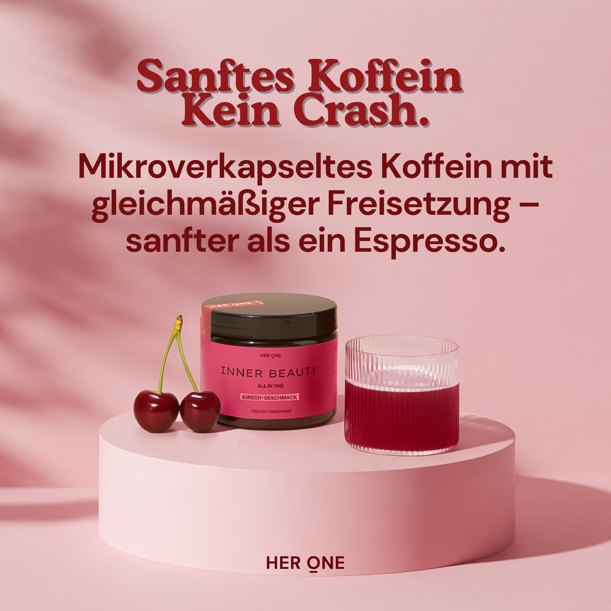 HER ONE INNER BEAUTY Nährstoffkomplex-Drink | Multivitamin Pulver & Darmbakterien | Multivitamine & Mineralstoffe für Frauen | Multivitaminpräparate & Mineralien | Beauty Drink | Kirsche
