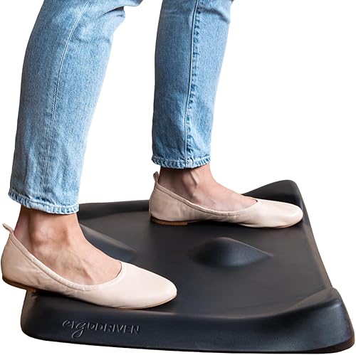 Topo Mini de Ergodriven | La alfombrilla antifatiga no plana de escritorio para permanecer de pie con topografía calculada, Negro obsidiana