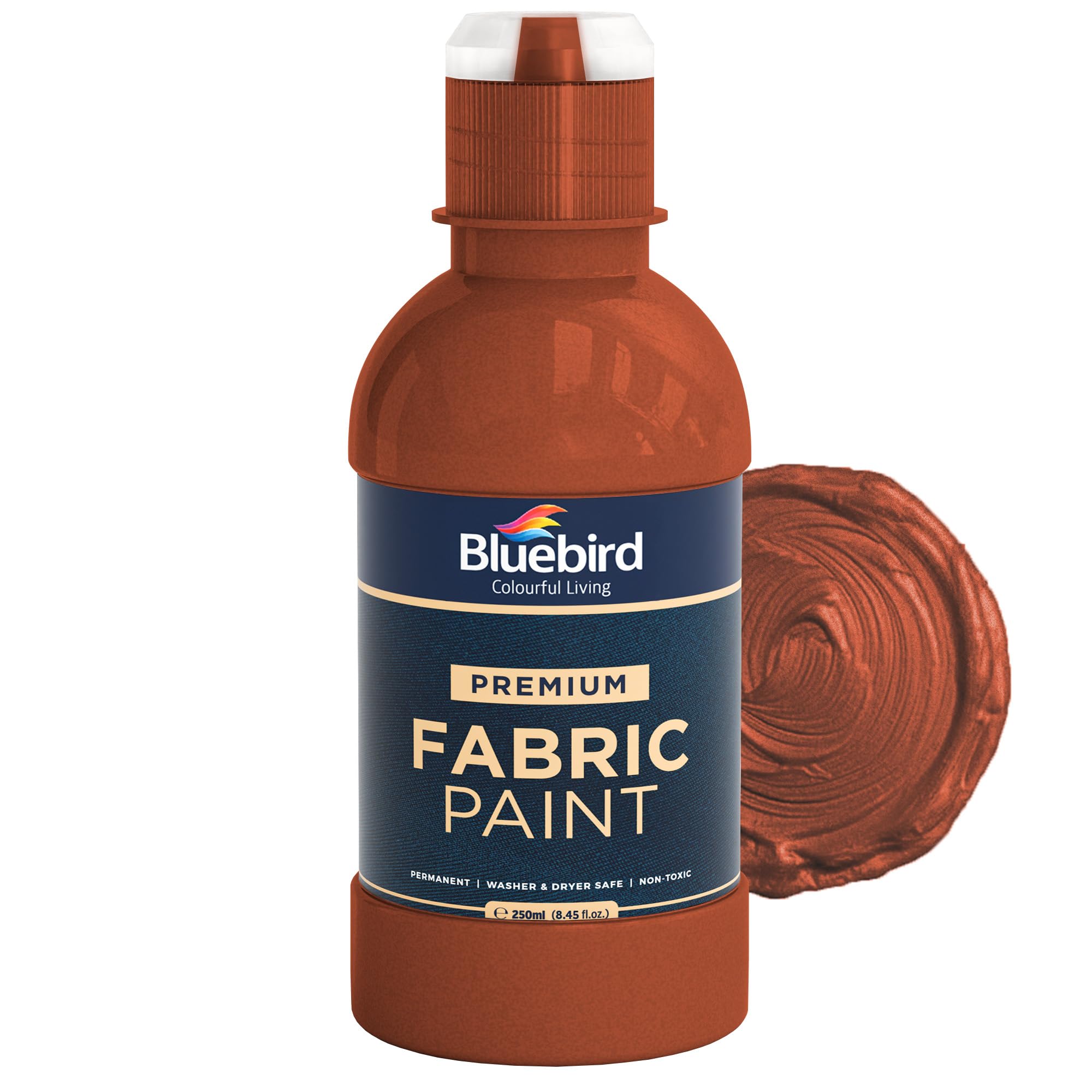BLUEBIRD Fabric Paint, Bronze, 8.5 Fl Oz, Permanent Fabric Paints for Clothes, Furniture Upholstery