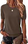 Zeagoo Womens Summer Short Sleeve Tops Crew Neck Lightweight Pullover Sweaters Loose Dressy Casual Blouse Basic Clothes