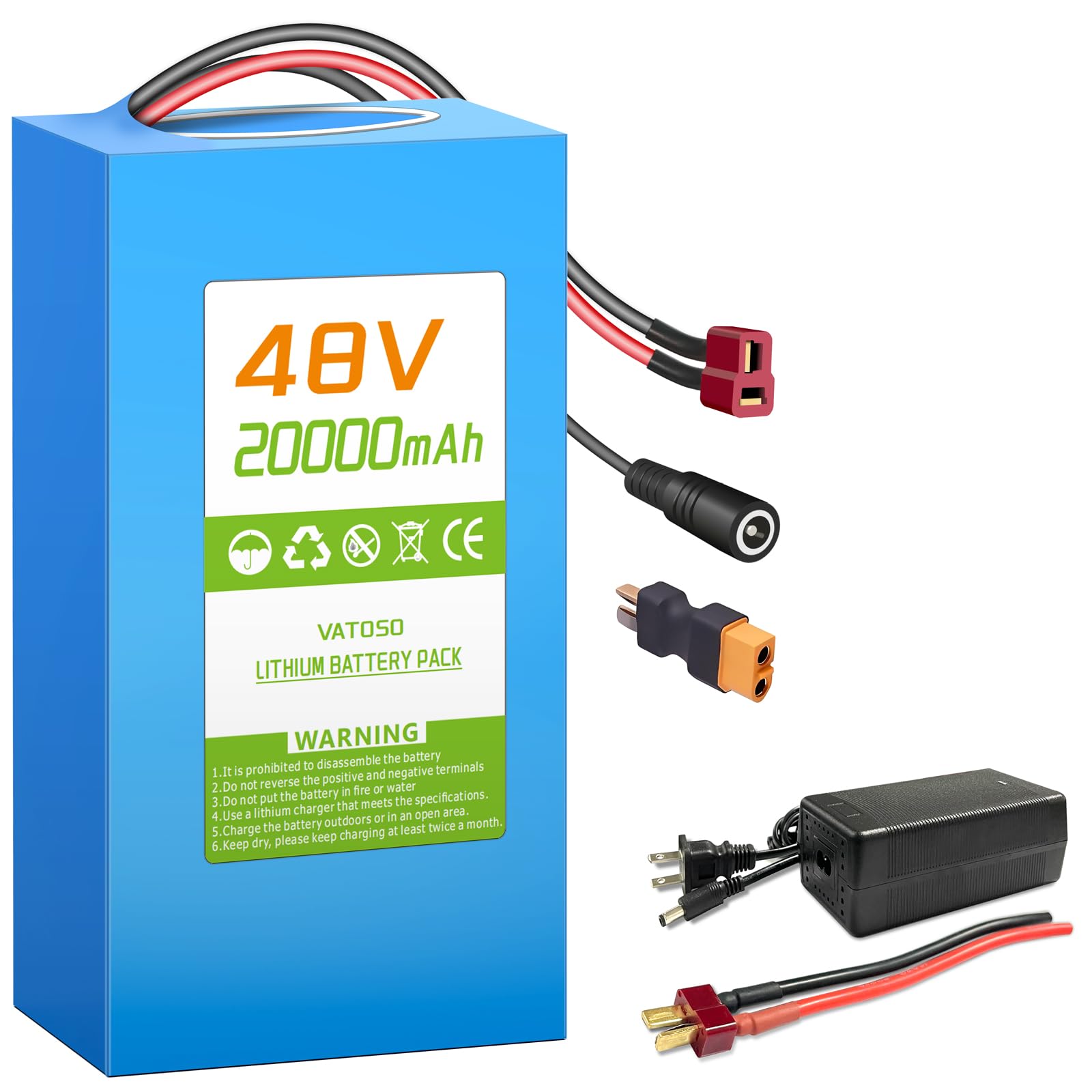 Amazon.com: VATOSO 48V 20Ah Lithium-ion Battery Pack, Built-in 30A