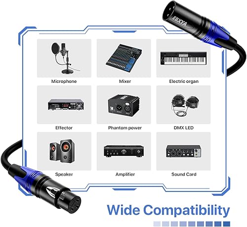 Miniatura 2 de EBXYA Cables XLR, paquete de 6 cables de micrófono XLR macho a hembra, cable de altavoz XLR equilibrado de 3 pines, cable de micrófono multicolor