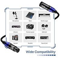 Vista 2 de EBXYA Cables XLR, paquete de 4 cables XLR macho a hembra de 35 pies, cable de altavoz equilibrado de 3 pines, cable de micrófono multicolor