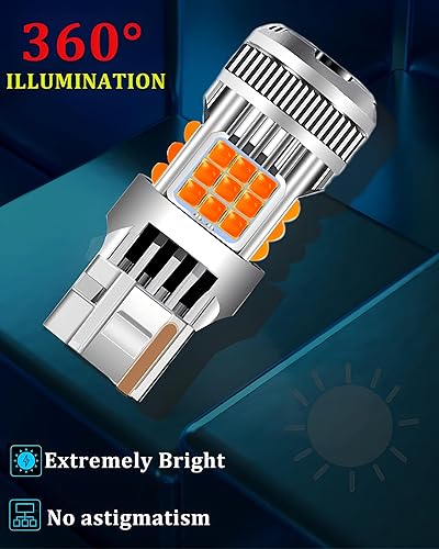 Miniatura 6 de LEDYOTRY Bombilla LED 7440 mejorada 2023 ámbar 7440NA WY21W, luces direccionales CANBUS sin errores, 600% súper brillante 7440A T20 7441 W21W