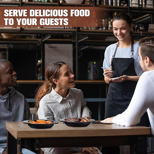 Miniatura 4 de 10 sartenes pequeñas de hierro fundido de 4 x 6 pulgadas, mini sartenes ovaladas para servir fajita a granel con asa chisporroteante plato de sartén