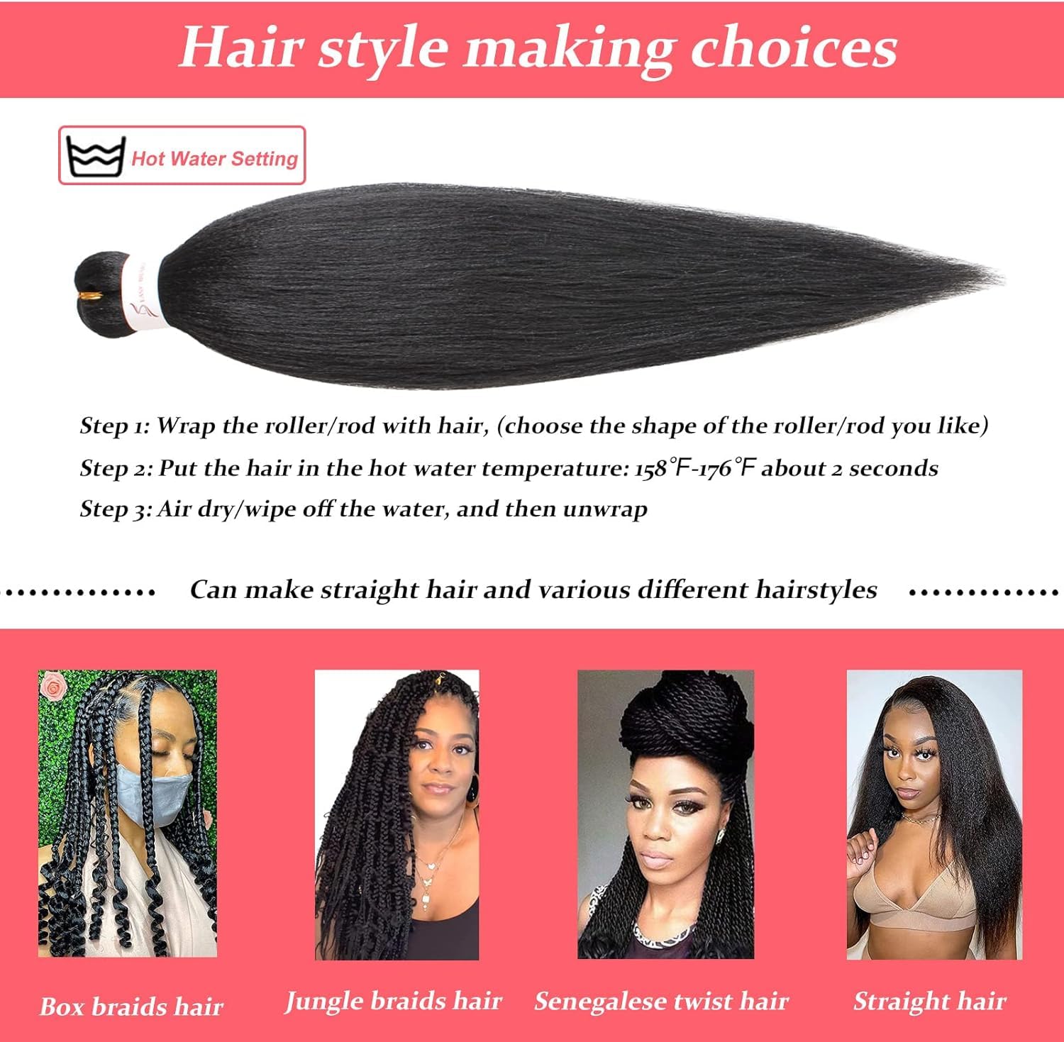 Xtrend 16 Inch EZ Braids 3Packs Pre-Stretched EZ Braiding Hair Extensions for Box Braids Hair Hot Water Setting Synthetic Fiber Hair Extensions(3Packs,2#) - Image 3