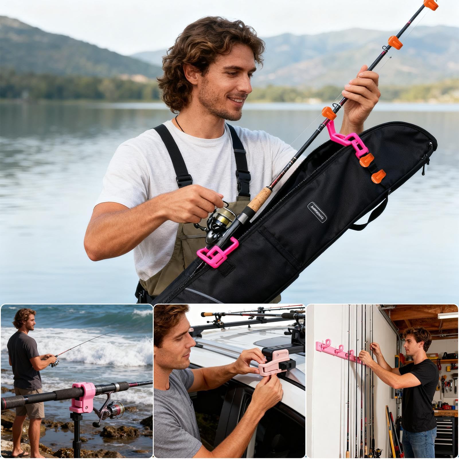 Amazon | フィッシングロッドクリップ | 4点セット ラック