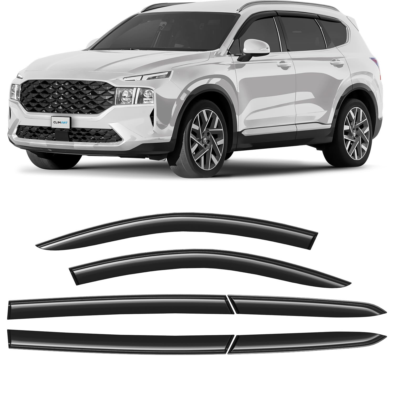 CLIM ART Deflektory kompatybilne z Hyundai Santa Fe 18-24 - Naklejana 6 szt